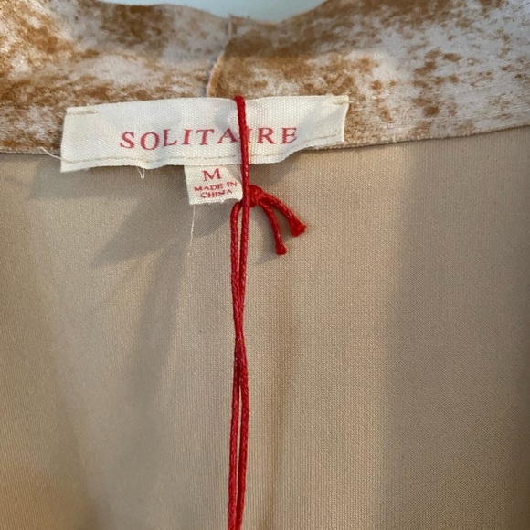 NWT Solitaire Tan White Open Front Faux
Suede Kimono Jacket Women's Size Medium - Picture 3 of 8